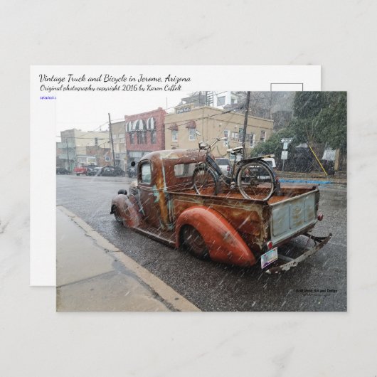  vrachtwagen met fiets/Jerome, Arizona Briefkaart (Voorkant / Achterkant)