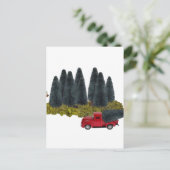 vrachtwagen met kerstboom briefkaart (Staand voorkant)