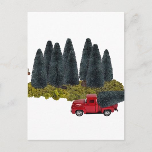 vrachtwagen met kerstboom briefkaart (Voorkant)