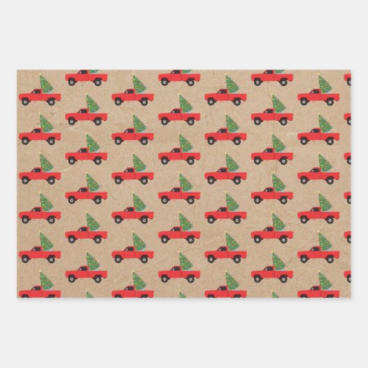Vrachtwagen met kerstboom ophalen Robuust Kraft Pa Inpakpapier Vel (Voorkant 3)