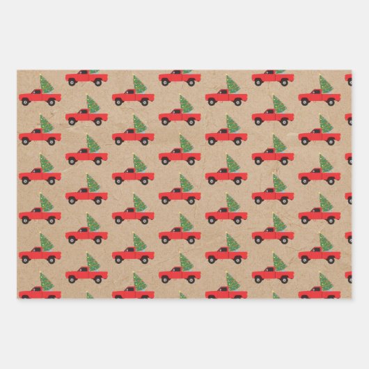 Vrachtwagen met kerstboom ophalen Robuust Kraft Pa Inpakpapier Vel (Voorkant)
