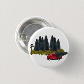 vrachtwagen met kerstboom ronde button 3,2 cm (Voorkant /achterkant)
