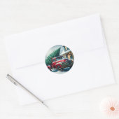  vrachtwagen met kerstboom ronde sticker (Envelop)