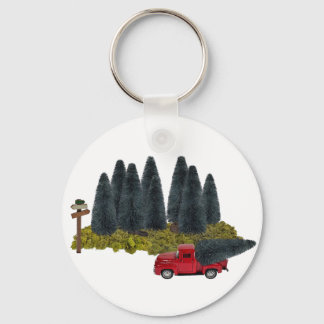 vrachtwagen met kerstboom sleutelhanger