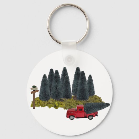 vrachtwagen met kerstboom sleutelhanger (Voorkant)