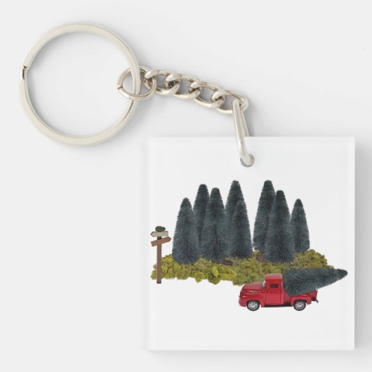 vrachtwagen met kerstboom sleutelhanger (voorkant)