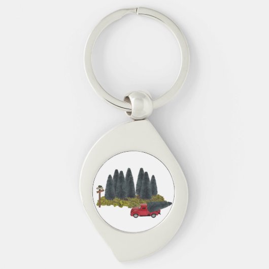vrachtwagen met kerstboom sleutelhanger (Voorkant)