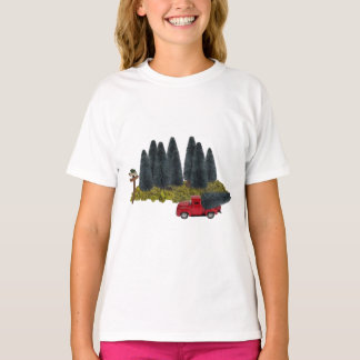 vrachtwagen met kerstboom t-shirt