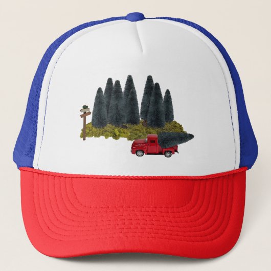 vrachtwagen met kerstboom trucker pet (Voorkant)