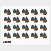 vrachtwagen met kerstboom vierkante sticker (Vel)