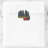 vrachtwagen met kerstboom vierkante sticker (Tas)