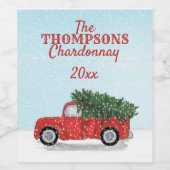 vrachtwagen met kerstboomkoorts wijn etiket (Enkel label)