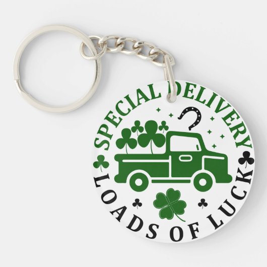 Vrachtwagen met klavers St. Patricks Day Sleutelhanger (Voorkant)