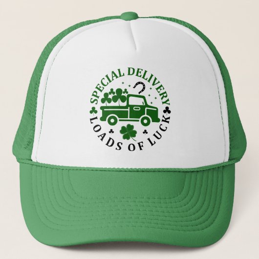 Vrachtwagen met klavers St. Patricks Day Trucker Pet (Voorkant)