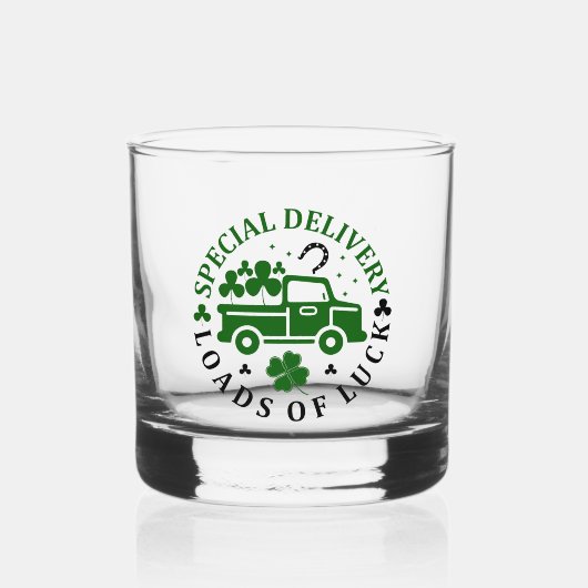 Vrachtwagen met klavers St. Patricks Day Whisky Glas (Voorkant)