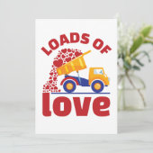 Vrachtwagen met overvloed van liefde Valentijnsdag Feestdagenkaart (Staand voorkant)