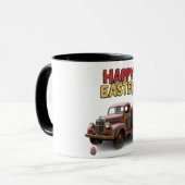  vrachtwagen met paaskooi Happy Easter Mok (Voorkant links)