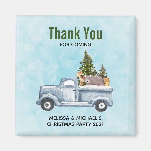 Vrachtwagen met ringbomen en kerstmis met bosdiere magneet (Voorkant)