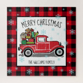  Vrachtwagen met Speelgoed Kerstmis Voeg Naam Vier Legpuzzel (Verticaal)