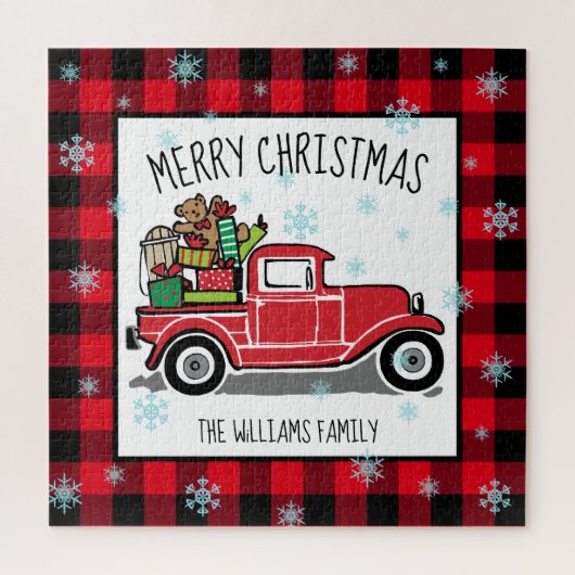  Vrachtwagen met Speelgoed Kerstmis Voeg Naam Vier Legpuzzel (Verticaal)