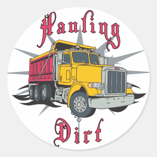 Vrachtwagen met vuilstortbak ronde sticker (Voorkant)