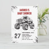 Vrachtwagen monster weg baby shower kaart (Staand voorkant)