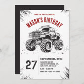 Vrachtwagen monster weg verjaardag Uitnodiging (Voorkant / Achterkant)