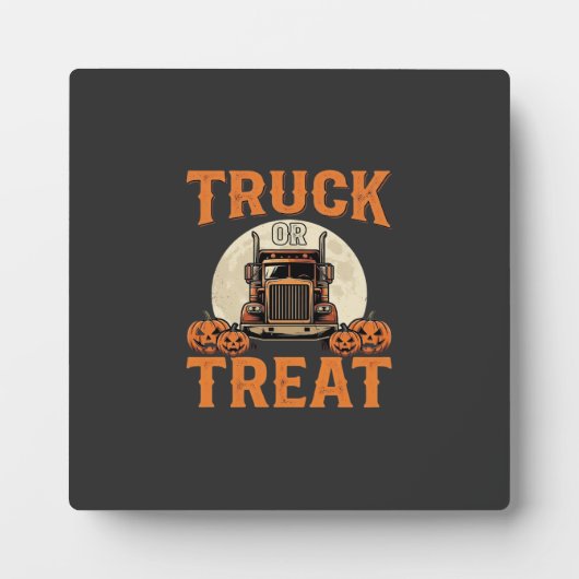Vrachtwagen of Behandeling Halloween Semi Vrachtwa Fotoplaat (Voorkant)