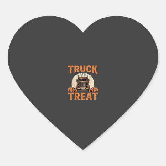 Vrachtwagen of Behandeling Halloween Semi Vrachtwa Hart Sticker (Voorkant)