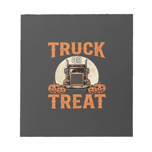 Vrachtwagen of Behandeling Halloween Semi Vrachtwa Notitieblok (Voorkant)