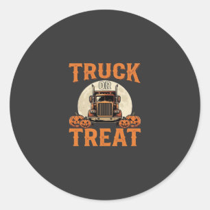 Vrachtwagen of Behandeling Halloween Semi Vrachtwa Ronde Sticker