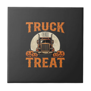 Vrachtwagen of Behandeling Halloween Semi Vrachtwa Tegeltje
