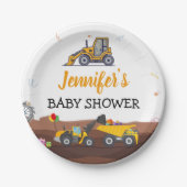 Vrachtwagen onder bouwleiding Baby Birthday Papieren Bordje (Voorkant)