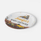 Vrachtwagen onder bouwleiding Baby Birthday Papieren Bordje (Gekanteld)