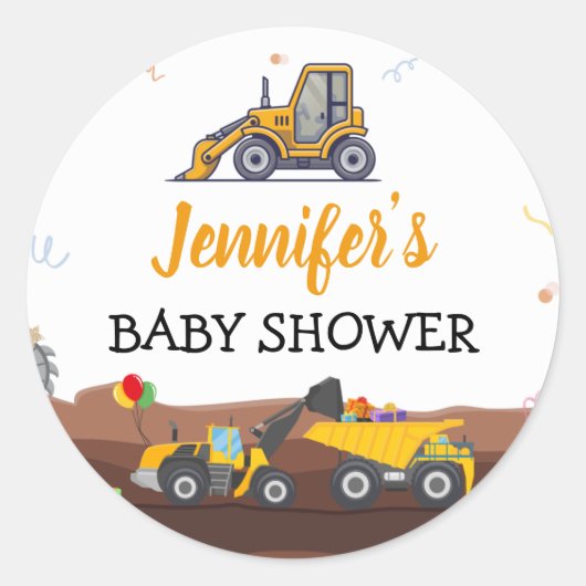 Vrachtwagen onder bouwleiding Baby Birthday Ronde Sticker (Voorkant)