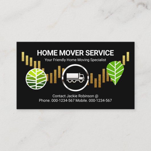 Vrachtwagen op Gold Hillside Tree Landscape Visitekaartje (Voorkant)