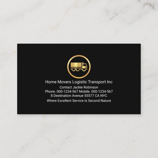 Vrachtwagen op Gold Hillside Tree Uitzicht Visitekaartje (Achterkant)