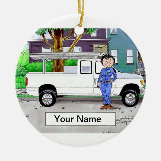 Vrachtwagen ophalen, wit - Vrouw Keramisch Ornament (Voorkant)