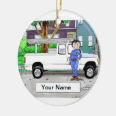 Vrachtwagen ophalen, wit - Vrouw Keramisch Ornament (Links)