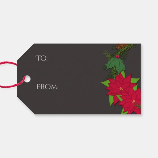  vrachtwagen | Poinsettia Wreath Cadeaulabel (Achterkant Horizontaal)