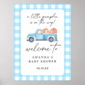 Vrachtwagen pompoen herfst welkom baby shower fees poster (Voorkant)