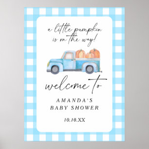 Vrachtwagen pompoen herfst welkom baby shower fees poster