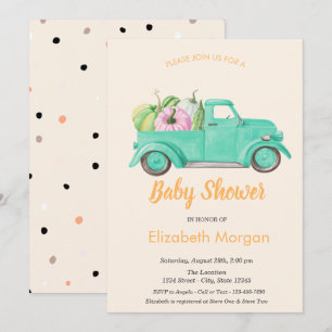 Vrachtwagen Pompoen, Stippen Baby Shower Kaart