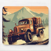 Vrachtwagen rijden in het bos  stijl muismat (Voorkant)