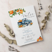 Vrachtwagen Sinaasappel Gingham Citrus Baby shower Kaart