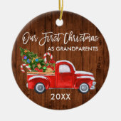 Vrachtwagen Snoep Eerste Kerstmis als grootouders Keramisch Ornament (Voorkant)