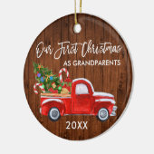 Vrachtwagen Snoep Eerste Kerstmis als grootouders Keramisch Ornament (Links)