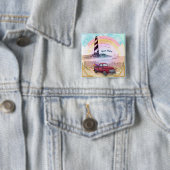 Vrachtwagen Stormy Lighthouse Vierkante Button 5,1 Cm (In situ)