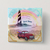 Vrachtwagen Stormy Lighthouse Vierkante Button 5,1 Cm (Voorkant)