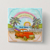 Vrachtwagen Surfer Lighthouse knop Vierkante Button 5,1 Cm (Voorkant)